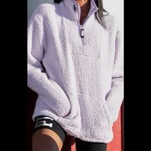 VS Pink Quarter zip Sherpa Sz Small